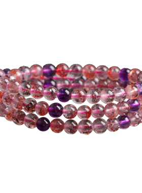 天然冰透三轮骨干超七手链三圈女