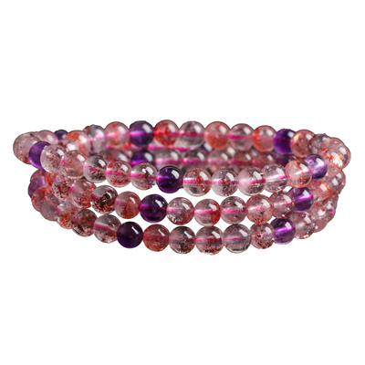 天然冰透三轮骨干超七手链三圈女