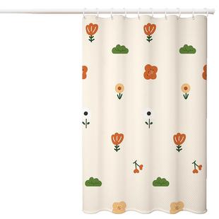 浴室浴帘隔断卫生间免打孔套装淋浴防霉洗澡间防水布门帘窗帘伸缩