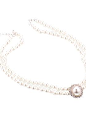 潮流珍珠合金颈链耳环套装