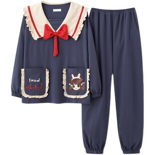 睡衣女秋冬季大码可爱学生公主风长袖套装卡通可外穿春秋款家居服