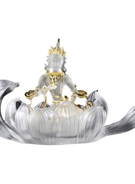 汉风琉璃底座烛台寺庙佛像贴金