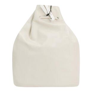 NOTHING WRITTEN 春夏象牙白牛皮革大容休闲通勤女抽绳双肩背包