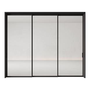 TATA木门铝合金厨房三联动推拉门阳台移门隐形折叠门玻璃门LB010T