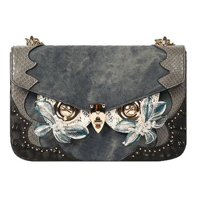 WANACCESSORY万蔻2025新款猫头鹰换脸包拼色小方酒神包 原创设计