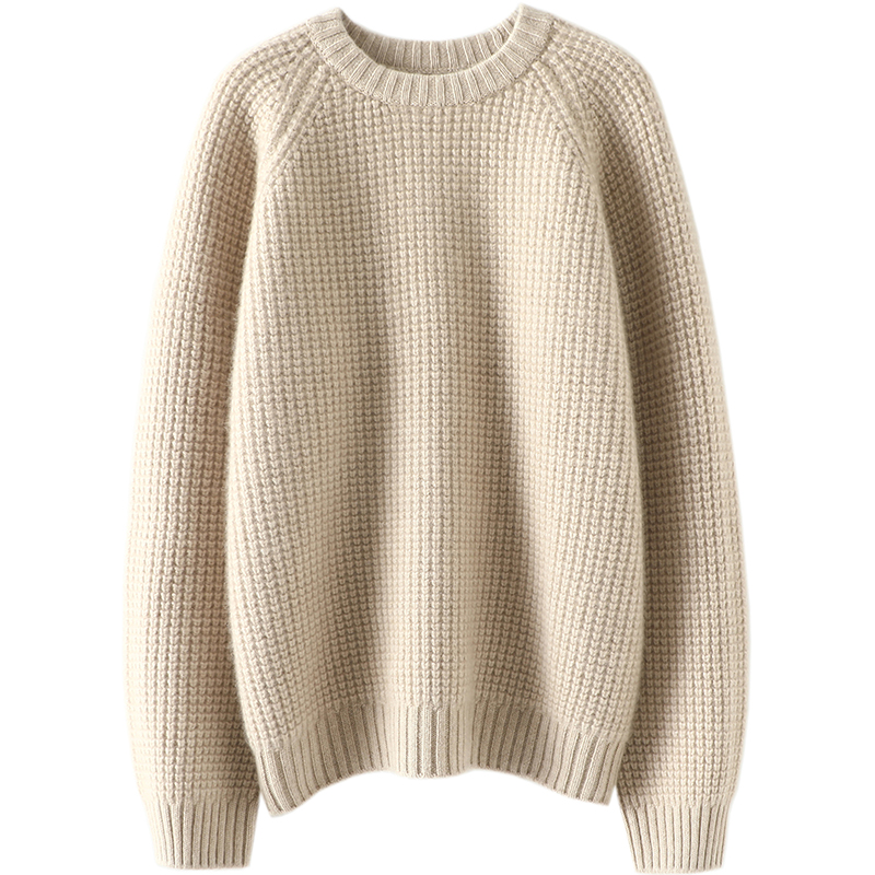 上身气质显品味~重磅加厚圆领羊绒衫女纯羊绒毛衣针织衫宽松冬
