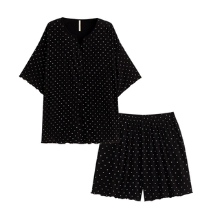 家乐芬睡衣女款夏季莫代尔短袖短裤家居服夏天黑色高级感休闲套装