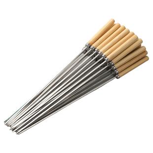 烧烤签子不锈钢铁签子烤串304木柄串串圆签羊肉串工具家用扁签