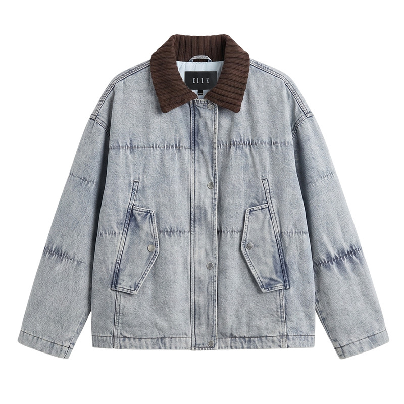 ELLE90白鸭绒复古牛仔羽绒服