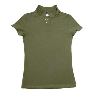 纯棉带领打底衫女2026新款短袖t恤衫女士夏时尚气质上衣洋气内搭