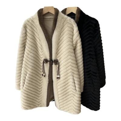 妈妈秋冬装阔太太皮毛一体外套