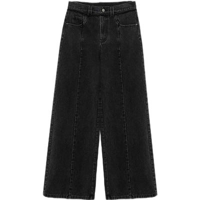 MESUX米岫25新品重工洗褪高腰解构黑色阔腿裤牛仔裤MNSUR404