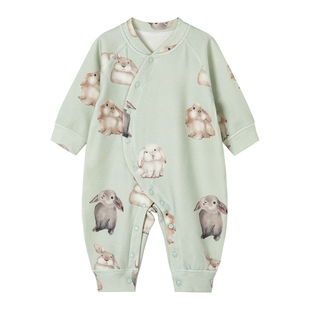 考拉蒂尔 德绒婴儿连体衣宝宝衣服秋冬季保暖睡衣新生儿打底冬装