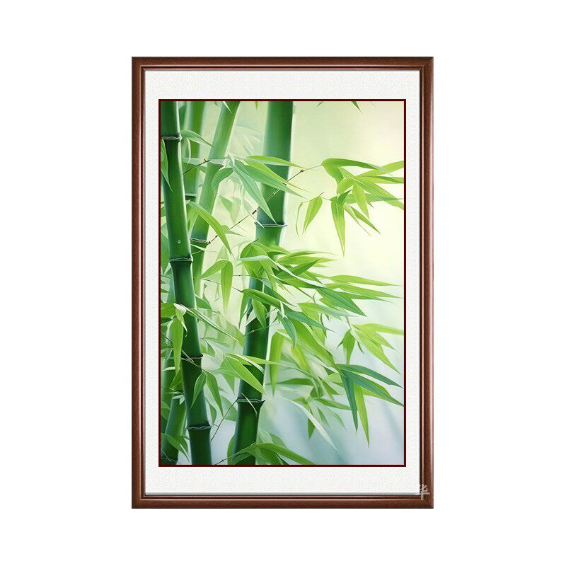 客厅玄关简约新中式竹报平安挂画