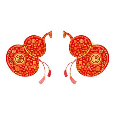 2026马年新年玻璃门贴纸百福葫芦福字客厅厨房装饰过年静电窗花贴