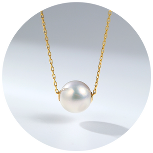 黛米珠宝 追风 9-12mm正圆极光珍珠项链18K金路路通吊坠女-配证书
