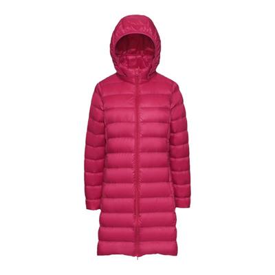 羽绒服中长款白鸭绒外套可脱卸帽