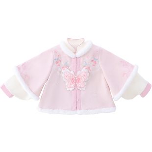 米米哈罗女童明制汉服加绒女孩马面裙套装冬装2025新款儿童拜年服