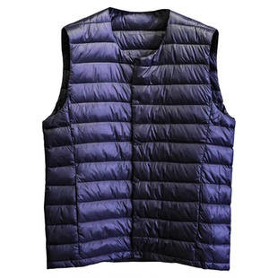 简约纯色圆领轻薄款排骨羽绒服保暖内穿马甲男士马夹坎肩外套Q795