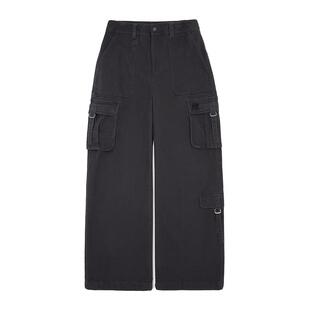 MLB官方 女款复古做旧工装风大口袋阔腿梭织长裤25冬季新款WPB18