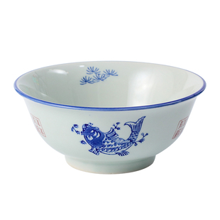 复古家用陶瓷饭碗泡面碗餐具怀旧老式年年有鱼拉面碗汤碗商用面馆