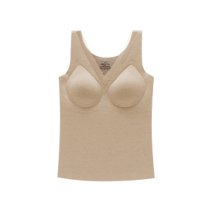 芬腾女士保暖背心秋冬季带胸垫蚕丝羊毛无痕打底内搭吊带上衣冬天