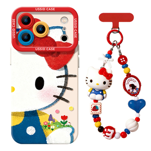 优思顿适用iphone17pro手机壳新款17苹果17Promax硅胶16可爱小猫带挂绳pro保护13好看14春天高级感红pm防摔15