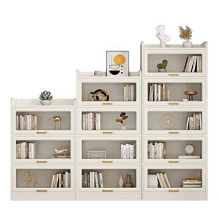 实木书柜落地靠墙带玻璃门防尘置物架家用客厅展示柜简易儿童书架