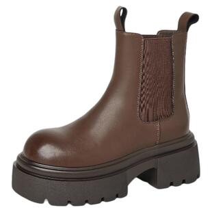 星期六厚底英伦风马丁靴女款新款秋冬加绒高跟切尔西靴中筒靴