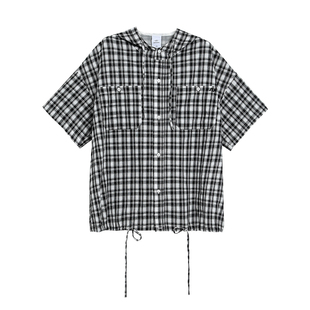 TurnSignal潮牌条纹格子衬衫女夏季2025新款宽松百搭纯棉上衣夏