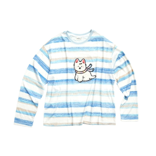 IA WARM AID ING宽松条纹渐变西高地长袖T恤女25秋新款