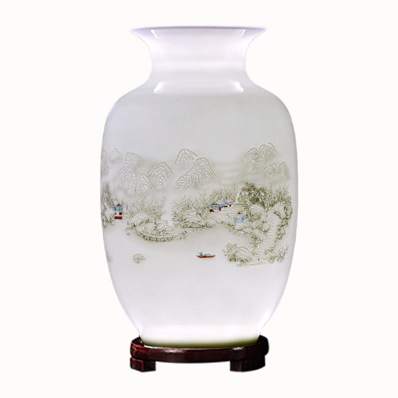 景德镇陶瓷器小花瓶家居客厅插花新中式摆件青花瓷干花装饰品工艺