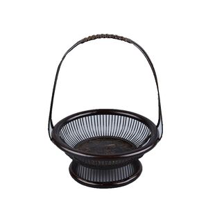 祥瑞竹艺 小原流花器花道插花花器 竹编花瓶花篮藤编日式手工摆件