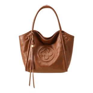 CASSILE卡思乐手提水桶包2025秋冬新款复古植鞣牛皮小菜篮子女包