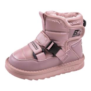 女童雪地靴加绒加厚宝宝冬鞋2021年冬季新款儿童防水防滑雪地棉鞋