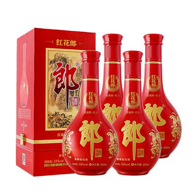 郎酒 红花郎红十10酱香型53度白酒500ml*4瓶(新老包装随机发货）