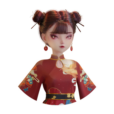 Blender教程古风美少女小狸角色动画制作DAZ模型SP材质视频课程