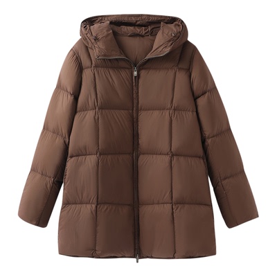 宽松大码90白鸭绒连帽加厚羽绒服