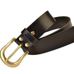 JE马缰革皮带男士黄铜针扣裤带百搭真牛皮腰带高档创意礼物送男友