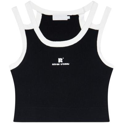 revan甜酷辣妹风撞色背心