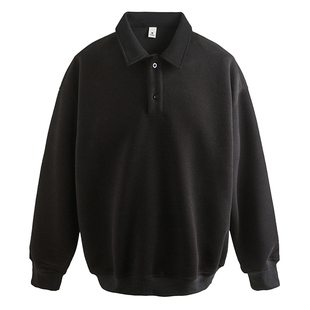 马切达春季polo翻领纯色男士卫衣400g重磅百搭长袖男秋冬潮牌外套