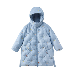 Q21刺绣款嘎嘎儿童羽绒服男女童95白鸭绒中长款羽绒服冬季保暖