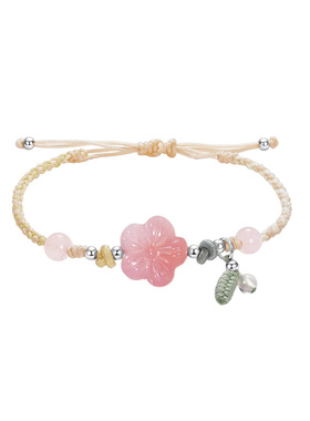 HOWEET天然盐源玛瑙桃花手绳