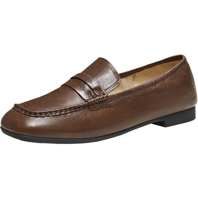 TATA他她乐福鞋新款时尚简约休闲鞋圆头单鞋粗跟通勤女鞋YXQ01CA5