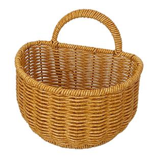 篮子收纳筐厨房葱姜蒜壁挂仿藤编织收纳篮多功能手提小篮子鸡蛋筐