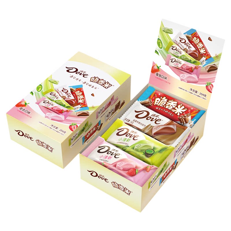 德芙脆香米巧克力小清新204g混合口味盒装休闲零食糖果小吃批发