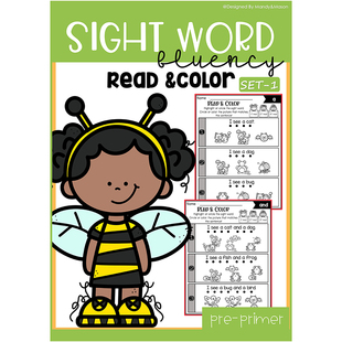 小学英语高频词sight words阅读理解作业纸read color worksheet