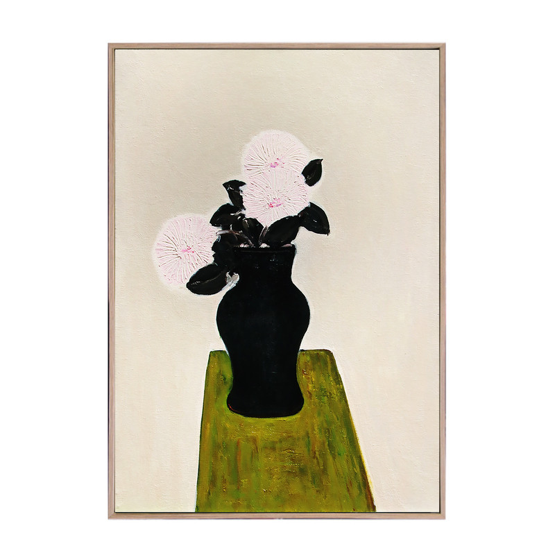 手绘油画艺术玄关挂画常玉的花竖