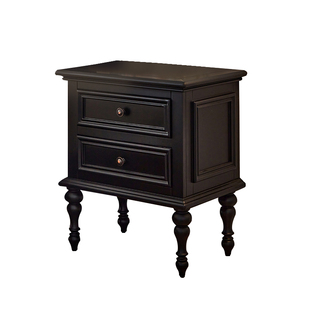 萨洛美美式床头柜全实木轻奢现代简约黑色灯柜收纳储物抽屉柜边几