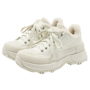 戚薇同款VITTORIO VENTURA薇薇燃 牛皮厚底毛毛鞋加绒板鞋